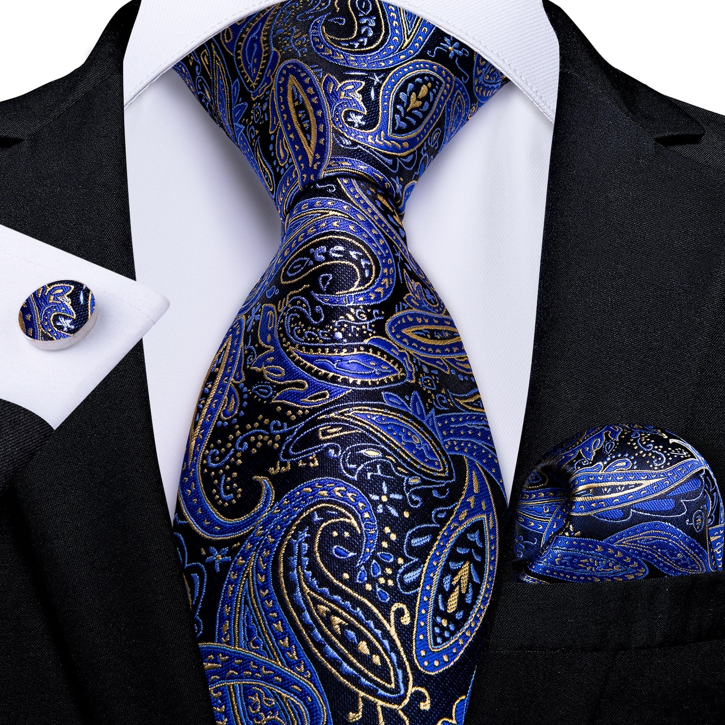 3 Piece Classic 100% Silk Men's Ties 8cm Blue Plaid Dot Striped Business Necktie Handkerchief Wedding Party Tie Set The Clothing Company Sydney