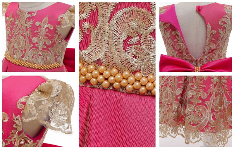 Embroidery Flower Wedding Evening Children Clothing Princess Party Kids Dresses for Girls Birthday Party Lace Flower Ball Gown The Clothing Company Sydney