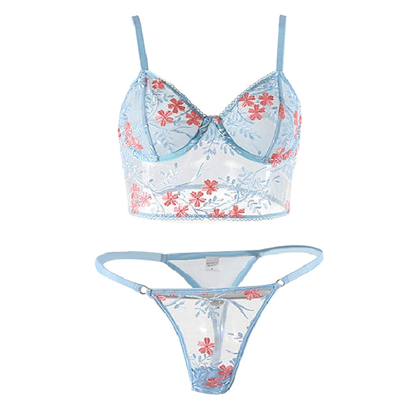 Sensual Lingerie Woman Floral Bra Set Erotic Lingerie Set Woman 2 Pieces Sexy Lace Women's Underwear Set Brief Sets The Clothing Company Sydney