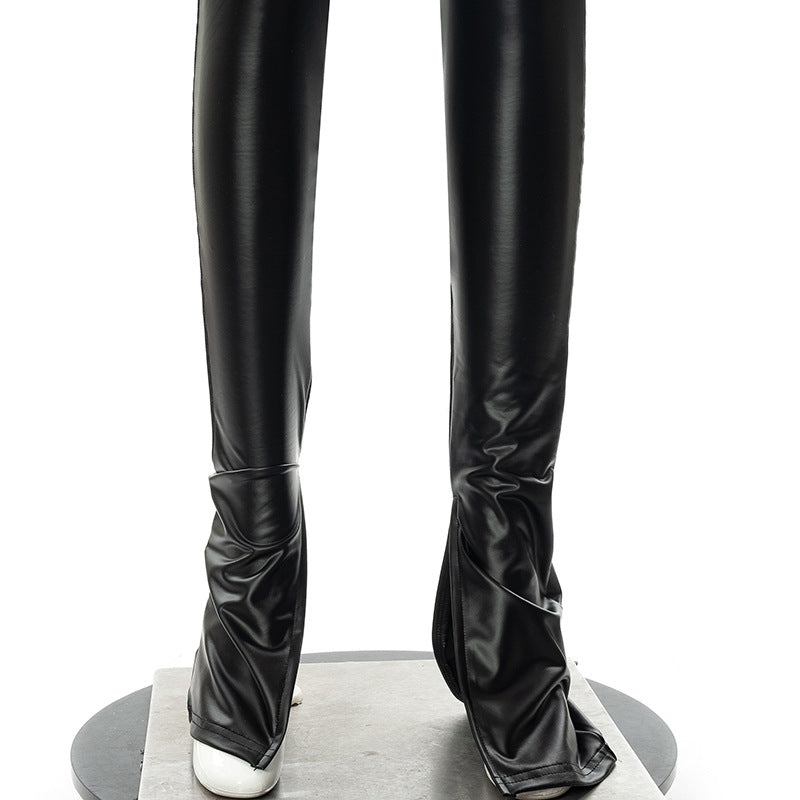 Ladies PU Leather Cut Out Pencil Pants Skinny Trousers Streetwear Bottom Punk Pants Split Fashion Party Pants The Clothing Company Sydney