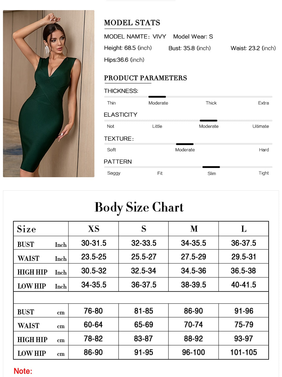 Summer Bandage Dress Red Green Black Tank Sexy Deep V-Neck Sleeveless Midi Bodycon Runway Party Dress The Clothing Company Sydney