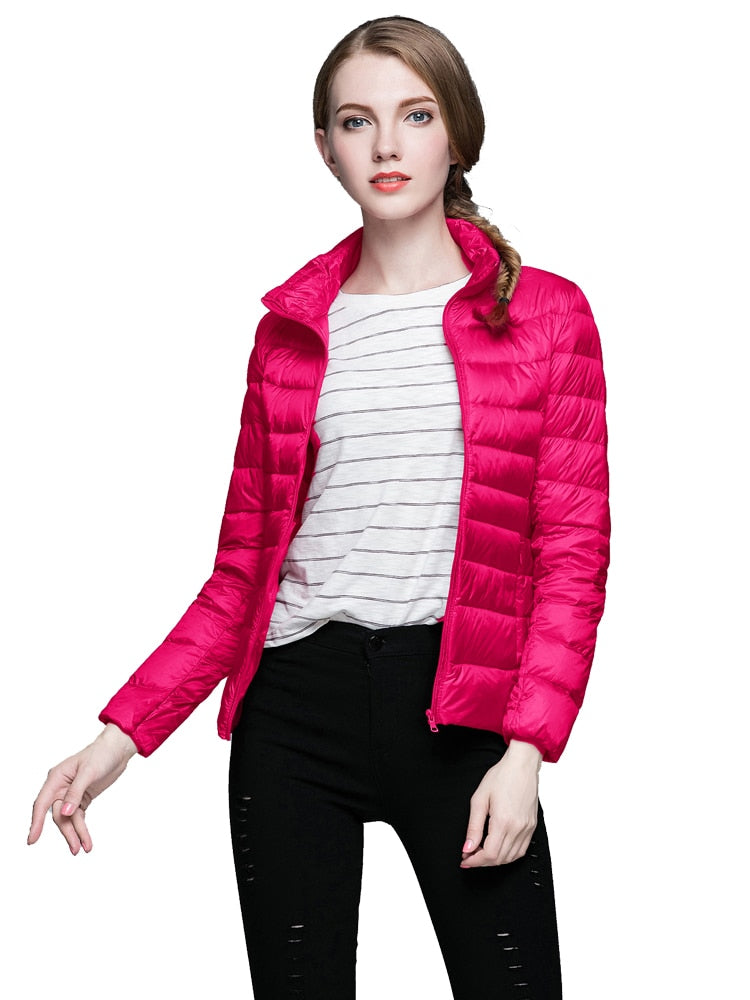 Winter Women's Stand Collar 90% White Duck Down Jacket Ultra Light Down Jackets Slim Long Sleeve Parkas Candy Color Jacket The Clothing Company Sydney