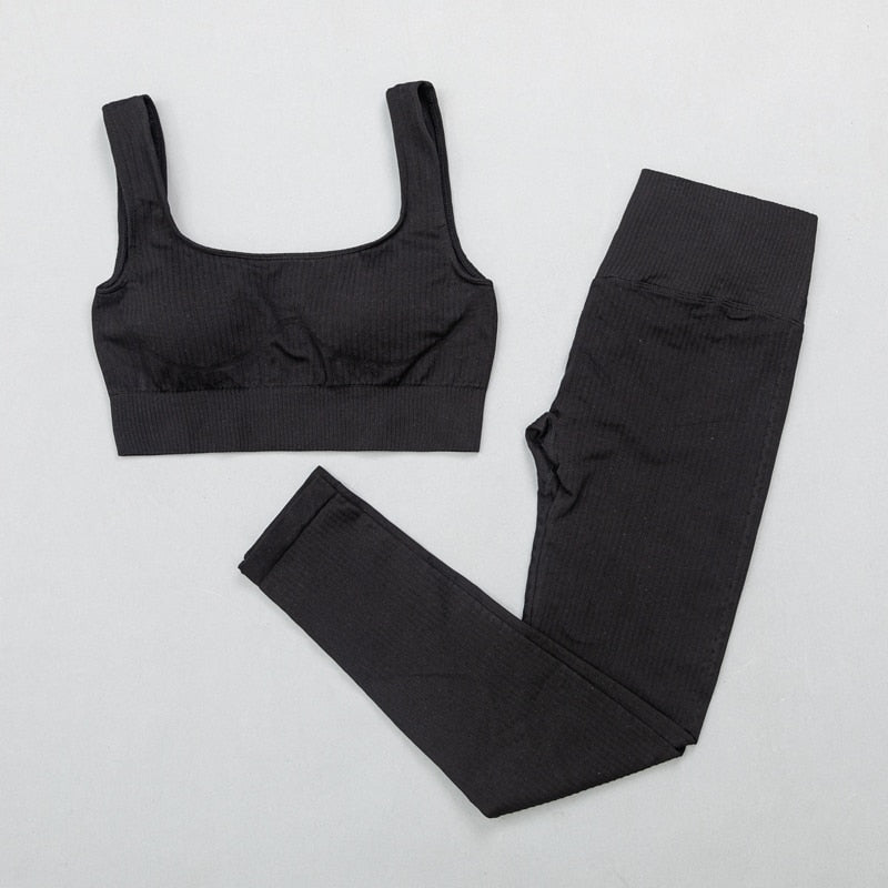 2 Piece High Waist Sports Legging Gym Women's sportswear Seamless Fitness Yoga Suit High Stretchy Workout Padded Sports Bra Leggings Set The Clothing Company Sydney