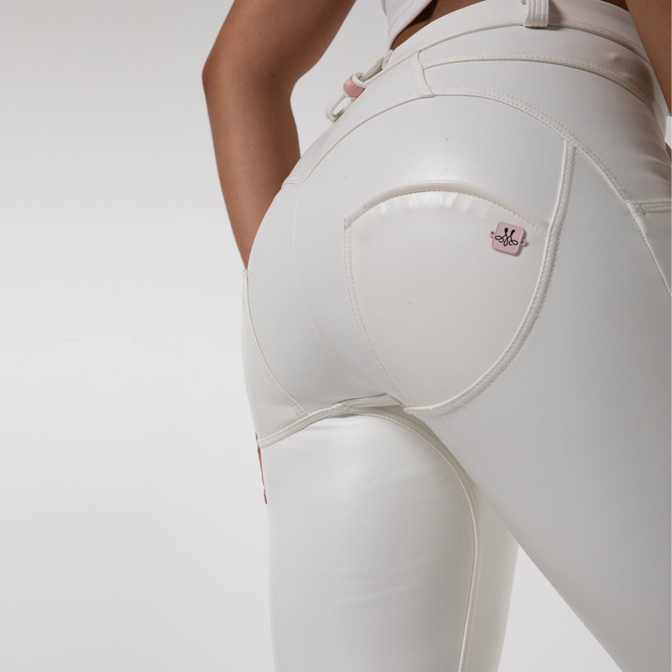 Faux Leather Leggings White Fleece Lined Jeggings Ladies Winter Women's Warm Push Up Casual Pants The Clothing Company Sydney