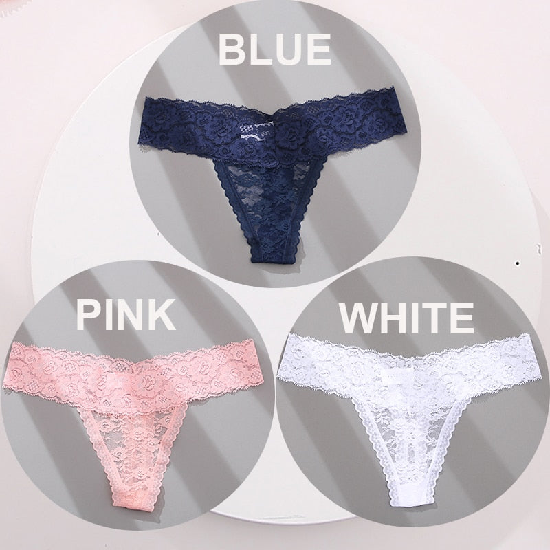 3 pack G-string Thong Panties Lace Floral Underwear Transparent Underpants Lingerie Briefs The Clothing Company Sydney