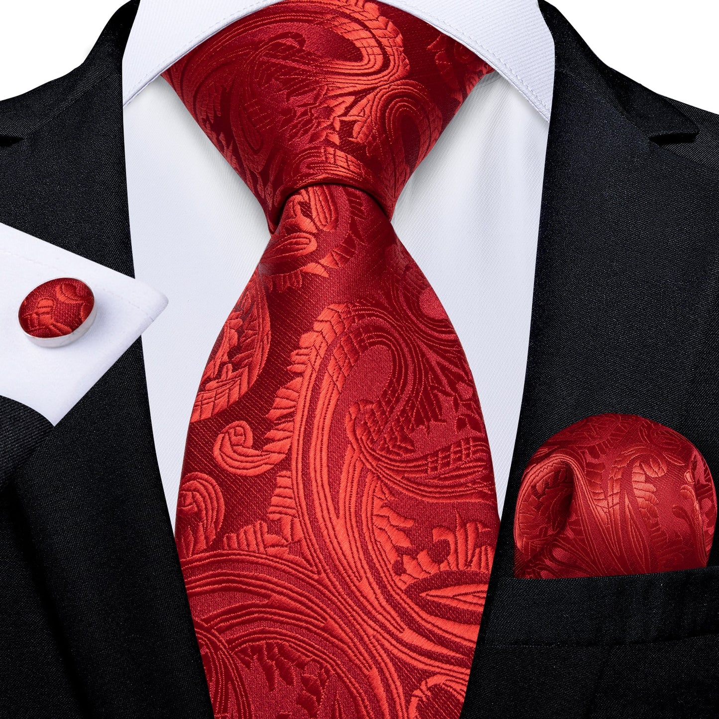 Designer Wedding Men's Tie Red Solid Striped Paisley Neckties For Men Business Hanky Cufflinks Tie Set The Clothing Company Sydney