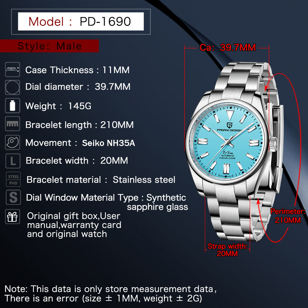 Pagani Design Automatic Men's Watch Stainless Steel Simple Mechanical Wriswatch Japanese Sports Luxury Sapphire Watch The Clothing Company Sydney
