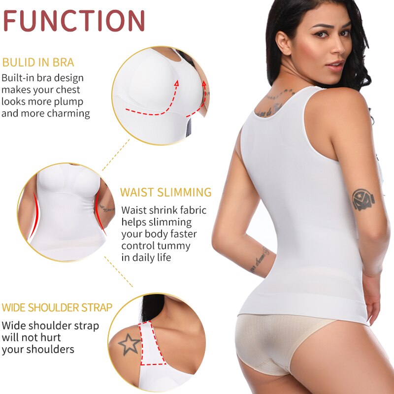 Padded Shaperwear Compression Camisole Body Shaper Woman Tummy Control Tank Tops Shapers Waist Trainer Corset Slim Vest The Clothing Company Sydney