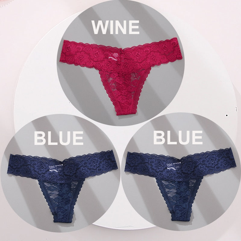 3 pack G-string Thong Panties Lace Floral Underwear Transparent Underpants Lingerie Briefs The Clothing Company Sydney