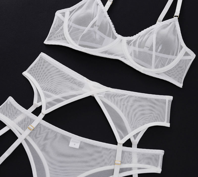 4 Piece Lingerie Underwear Bra Garters Brief Sets Transparent Lace Seamless Panties Set The Clothing Company Sydney