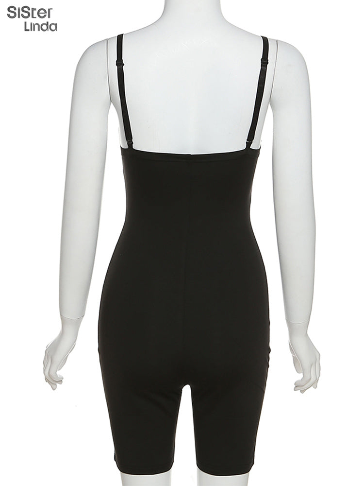 Casual Mesh Bodycon Mini Dress Women Romper  Sleeveless Skinny Stretchy Deep V Neck Party Clubwear Trend Outfit The Clothing Company Sydney