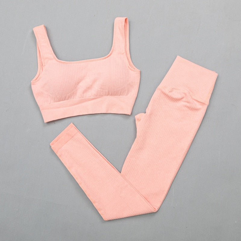 2 Piece High Waist Sports Legging Gym Women's sportswear Seamless Fitness Yoga Suit High Stretchy Workout Padded Sports Bra Leggings Set The Clothing Company Sydney