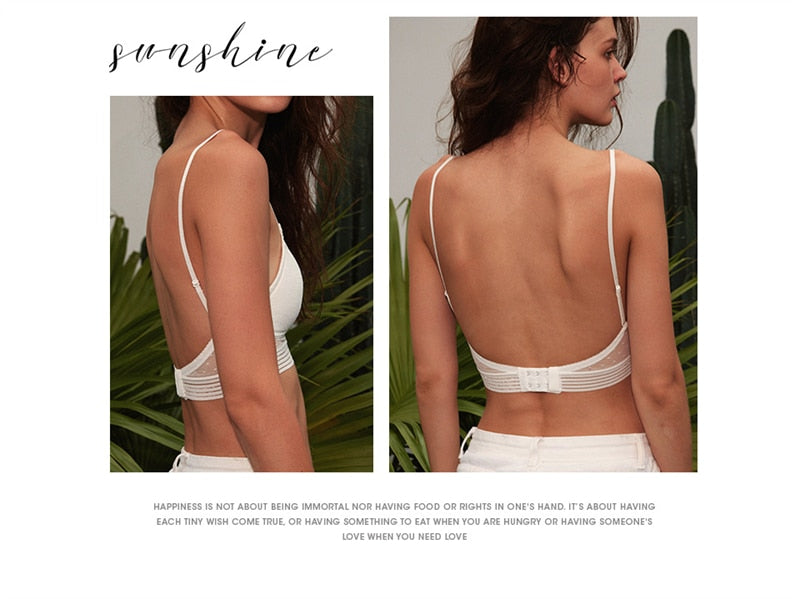 Backless Bra Triangular Women's U-Shape Beauty Back Lingerie Dot Mesh Thin Soft Seamless Bralette Underwear The Clothing Company Sydney