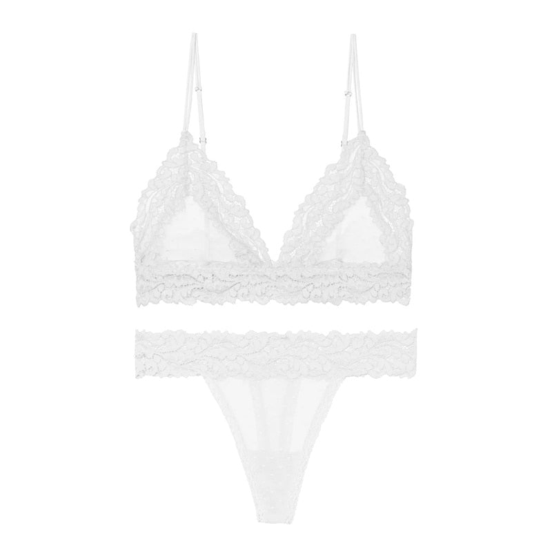 2 Piece Lingerie Set Lace Transparent Bra Set Dot Mesh Bralette Push Up Brassiere T Back Panties Sets Backless V Neck Bra The Clothing Company Sydney