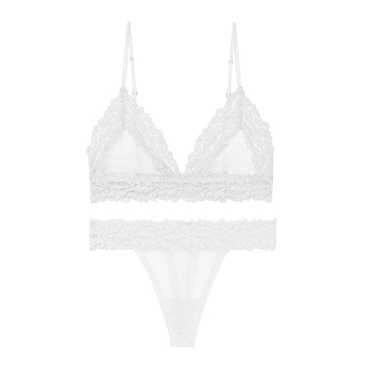2 Piece Lingerie Set Lace Transparent Bra Set Dot Mesh Bralette Push Up Brassiere T Back Panties Sets Backless V Neck Bra The Clothing Company Sydney