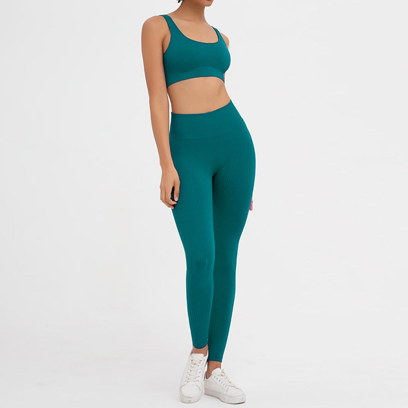 2 Pieces Seamless Fitness Yoga Suit Gym Push Up Clothes Workout Sport Set Padded Sports Bra High Waist Legging Sportswear The Clothing Company Sydney