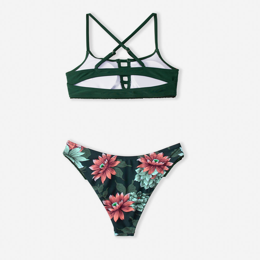 Cut out Low-waist Bikini Sets Swimwear Swimsuits Bathing Suit Navy Floral Tank Bikinis Beachwear The Clothing Company Sydney
