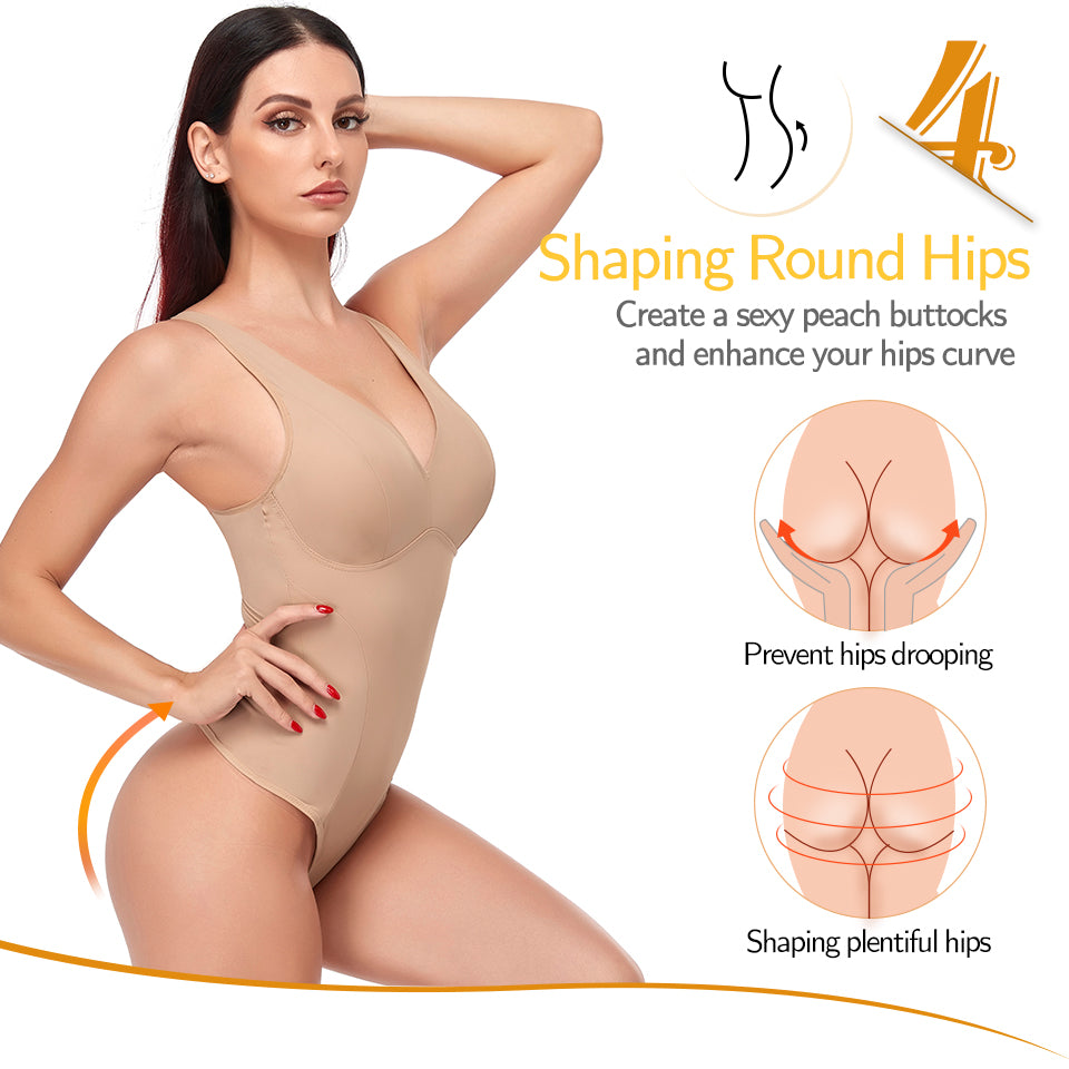 Shapewear Bodysuit Thong Shaper for Women Waist Trainer Body Shaper Deep V Neck Underwear Built-in Bra Camisole The Clothing Company Sydney
