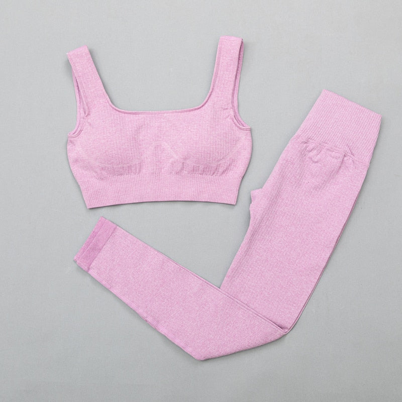 2 Piece High Waist Sports Legging Gym Women's sportswear Seamless Fitness Yoga Suit High Stretchy Workout Padded Sports Bra Leggings Set The Clothing Company Sydney