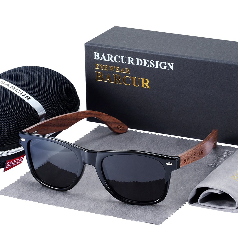 Designer Black Walnut Wood Polarized Sunglasses Men Glasses UV400 Protection Eyewear The Clothing Company Sydney