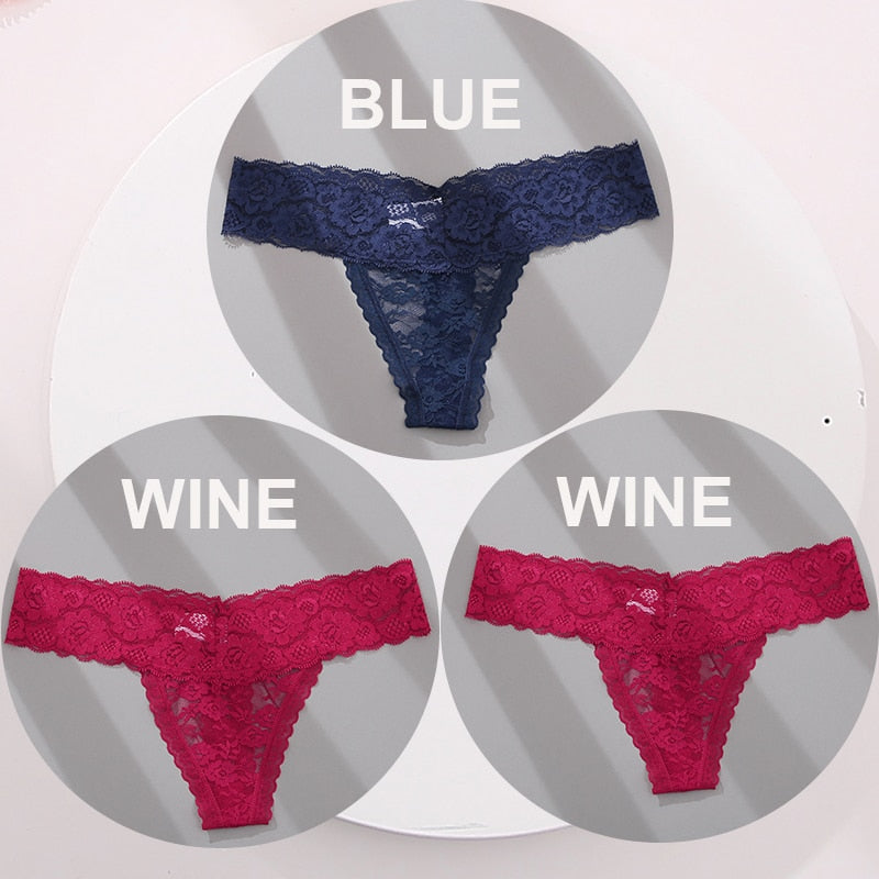 3 pack G-string Thong Panties Lace Floral Underwear Transparent Underpants Lingerie Briefs The Clothing Company Sydney