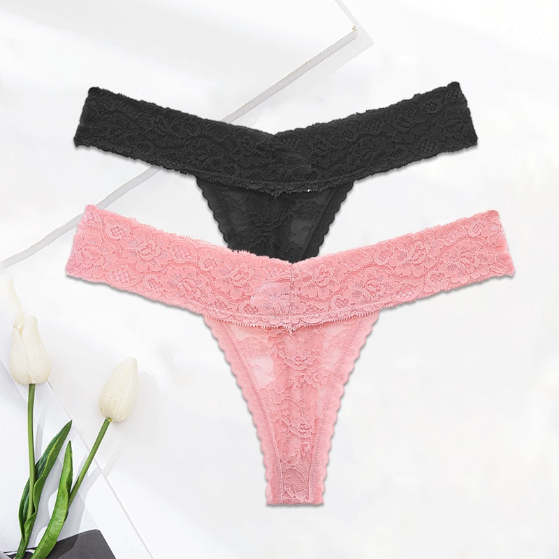 2 Pack Lace G-string Thong Panties Floral Underwear Transparent Underpants Lingerie Briefs The Clothing Company Sydney