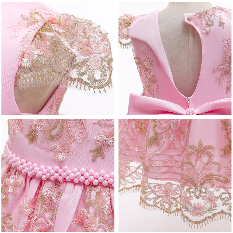 Embroidery Flower Wedding Evening Children Clothing Princess Party Kids Dresses for Girls Birthday Party Lace Flower Ball Gown The Clothing Company Sydney