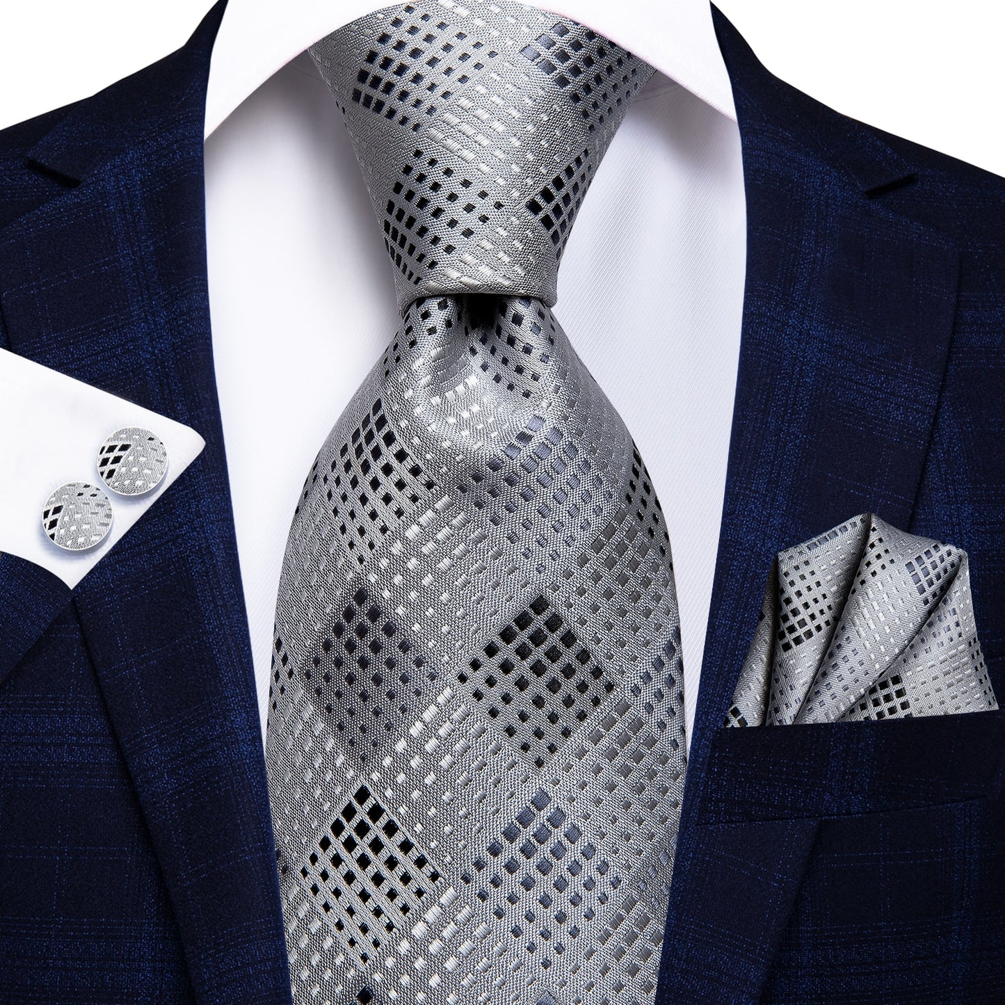 3 Piece 8.5cm Business Solid Paisley 100% Silk Men's Tie Neck Strip Ties for Men Formal Luxury Wedding Neckties Cufflinks Pocket Square The Clothing Company Sydney