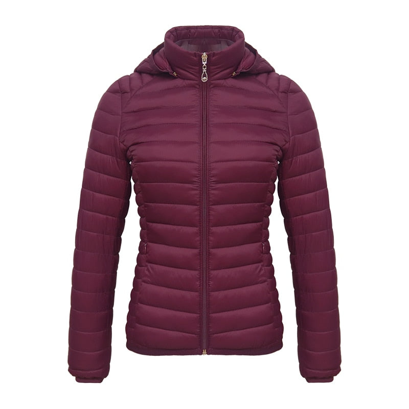Winter Women Thin Padded Puffer Jacket Coat Short Parka Outdoor Warm Clothing Portable Ultralight  Outerwear The Clothing Company Sydney