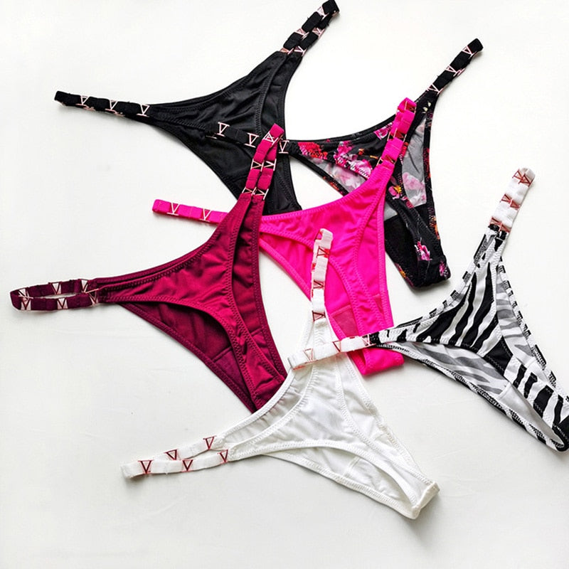 Thong Women Underwear Briefs Seamless Panties Zebra Flower Low Rise Luxury Metal Buckle G String Bikini Female Panty The Clothing Company Sydney