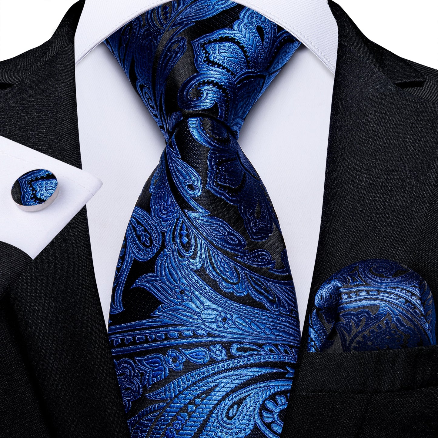 3 Piece Classic 100% Silk Men's Ties 8cm Blue Plaid Dot Striped Business Necktie Handkerchief Wedding Party Tie Set The Clothing Company Sydney