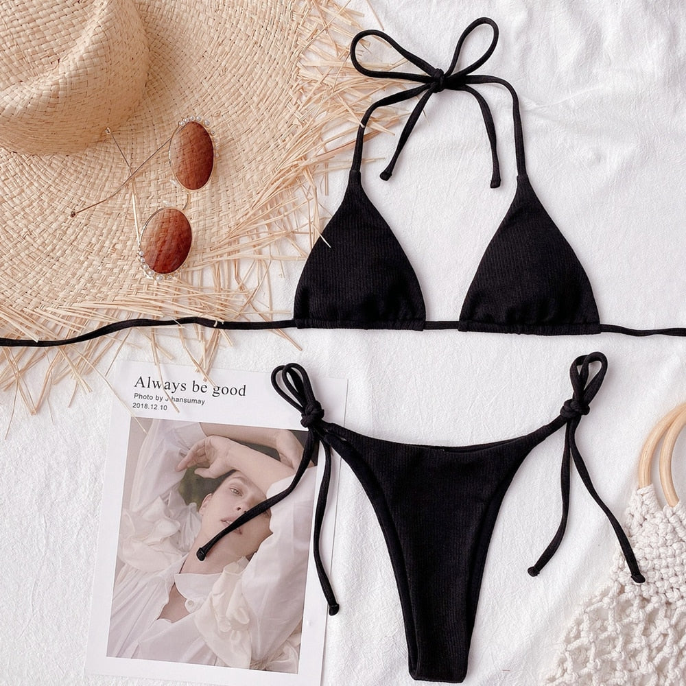 2 Piece Bikini Swimsuit Halter Push Up Swimwear Brazilian Bathing Suit Summer Beach Wear Swimming Suit  Micro Bikini Set The Clothing Company Sydney