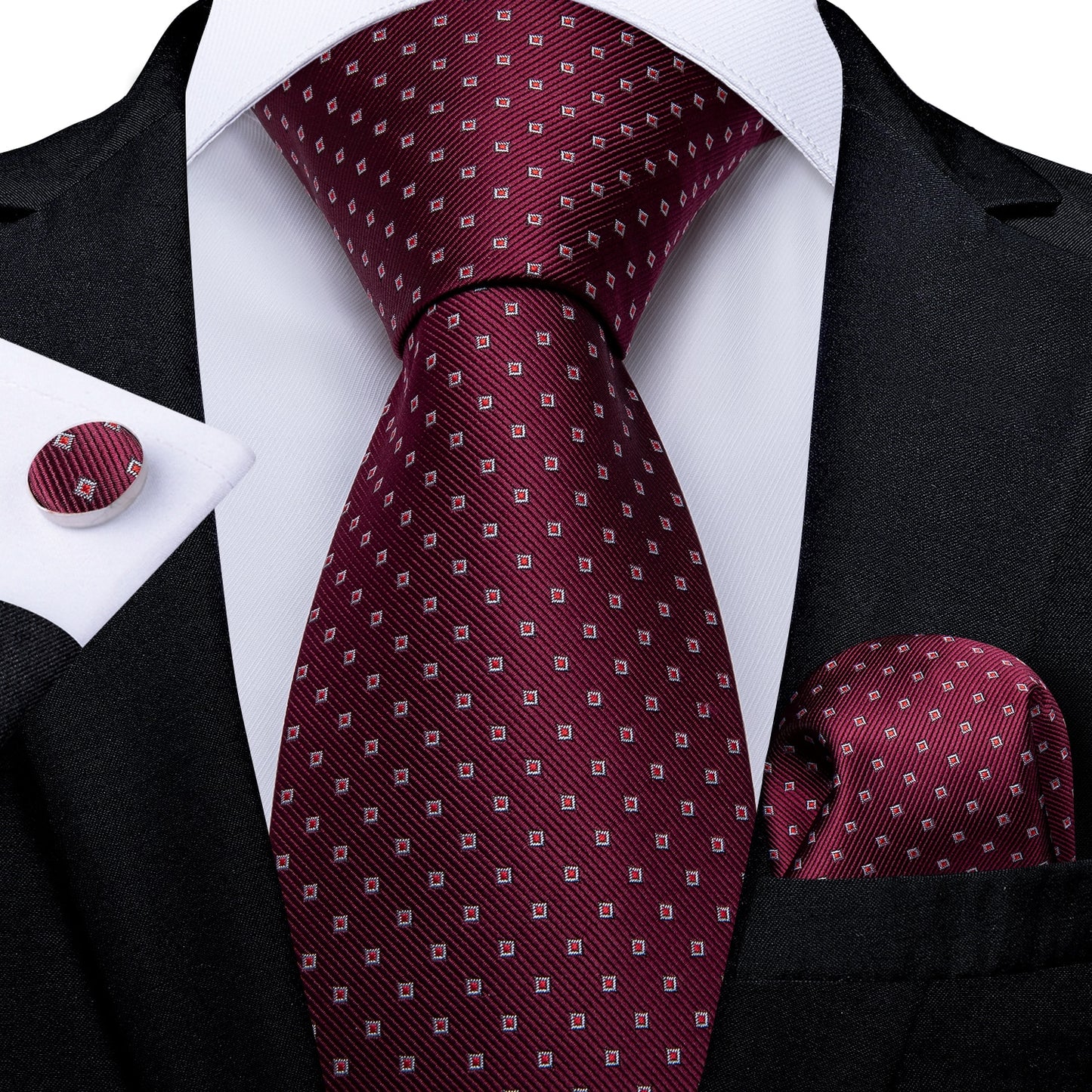 Designer Wedding Men's Tie Red Solid Striped Paisley Neckties For Men Business Hanky Cufflinks Tie Set The Clothing Company Sydney