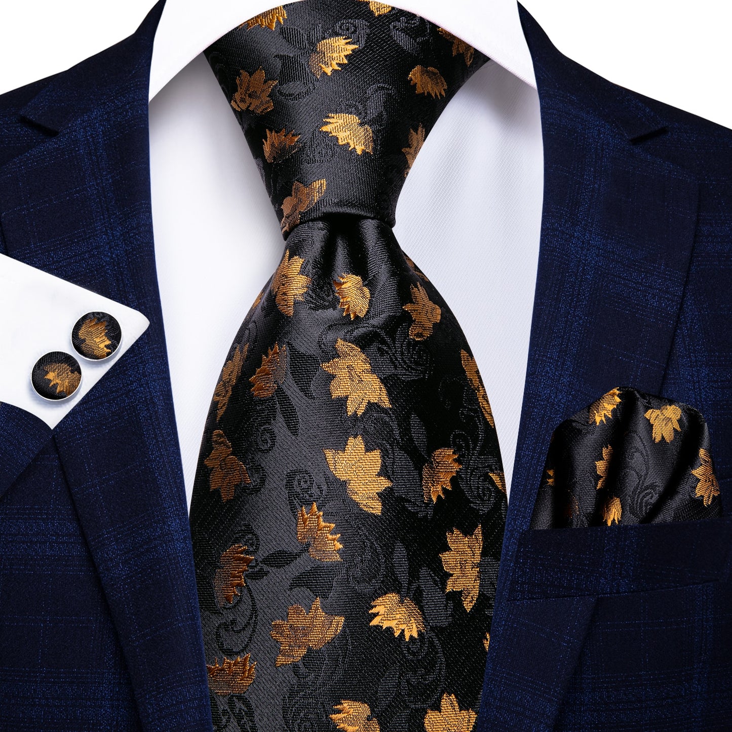 3 Piece 8.5cm Business Solid Paisley 100% Silk Men's Tie Neck Strip Ties for Men Formal Luxury Wedding Neckties Cufflinks Pocket Square The Clothing Company Sydney