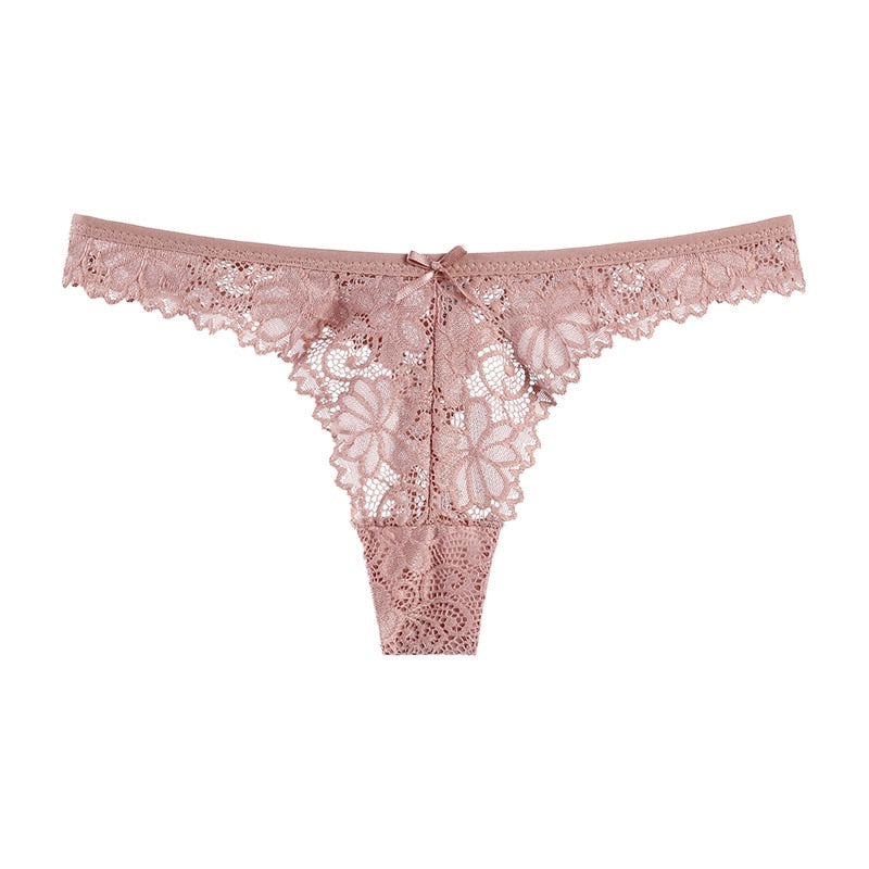 Lace Embroidery Underwear Lingerie T-back Thong Sheer Panties Hollow out Transparent Knickers The Clothing Company Sydney