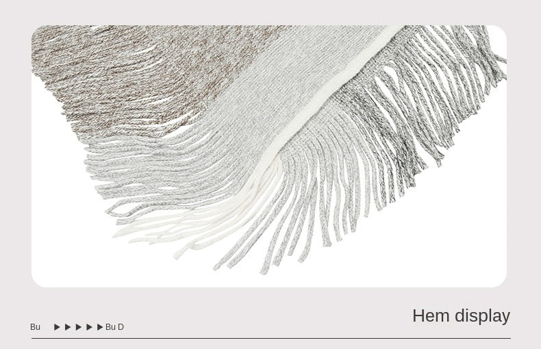 Autumn Winter Women Sweaters Poncho Knitting Capes Cloak Sweater V-Neck Irregular Hem Tassels Coat Color-block Knitted Pullover The Clothing Company Sydney