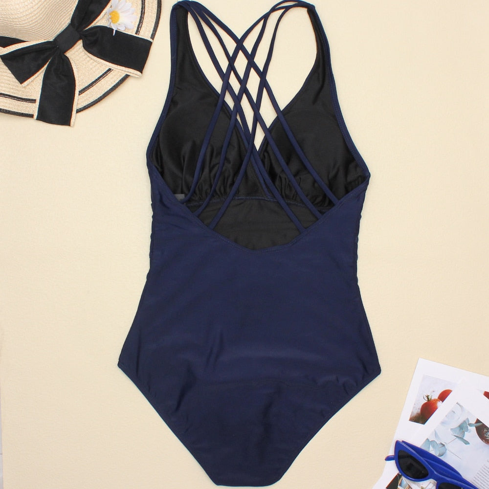 Women's Printed One Piece Swimwear Backless Swimsuit V Neck Summer Beach Wear Bathing Suit The Clothing Company Sydney