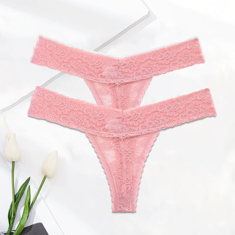 2 Pack Lace G-string Thong Panties Floral Underwear Transparent Underpants Lingerie Briefs The Clothing Company Sydney