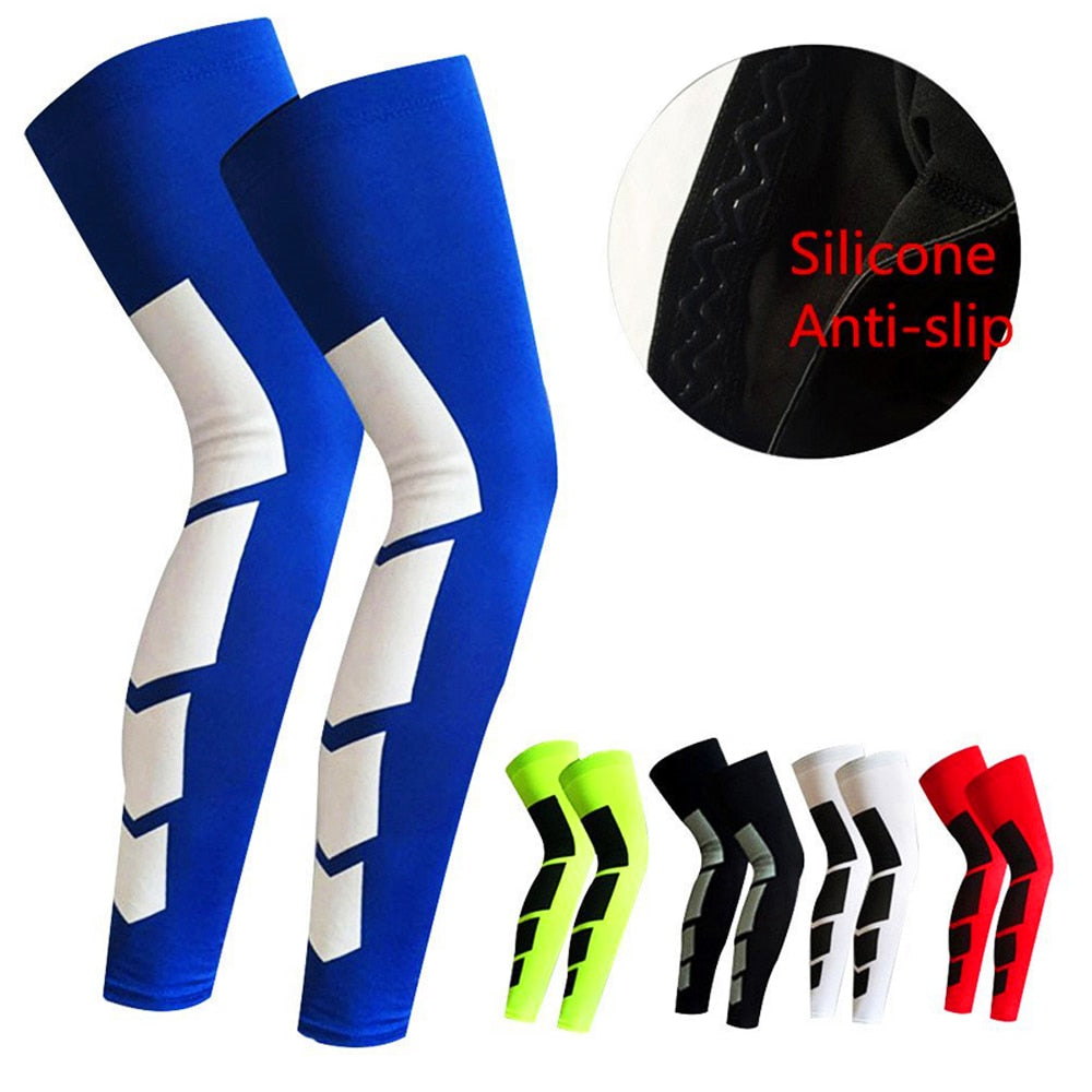 Sports Anti-slip Full Length Compression Leg Sleeves Calf Shin Splint Support Protector for Cycling Running Basketball Golf Sleeve The Clothing Company Sydney