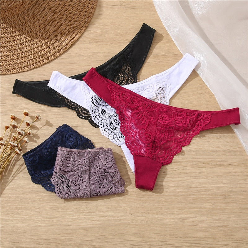 Cotton Mix Lace Thong Female Lingerie G-String Underwear Intimates Lingerie Underpants Briefs Panties The Clothing Company Sydney