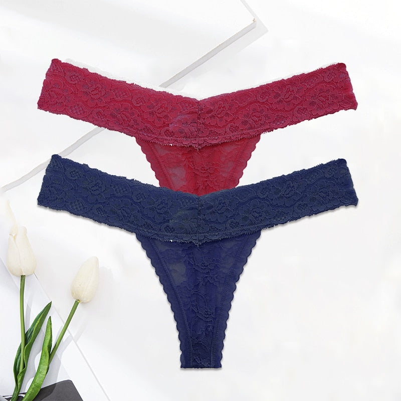 2 Pack Lace G-string Thong Panties Floral Underwear Transparent Underpants Lingerie Briefs The Clothing Company Sydney