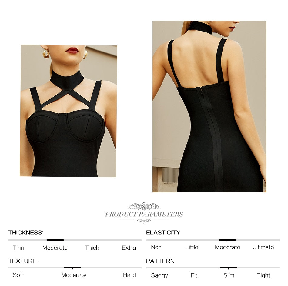 Summer Halter Mini Bandage Dress For Women Sleeveless Black Night Club Celebrity Evening Runway Party Dress The Clothing Company Sydney