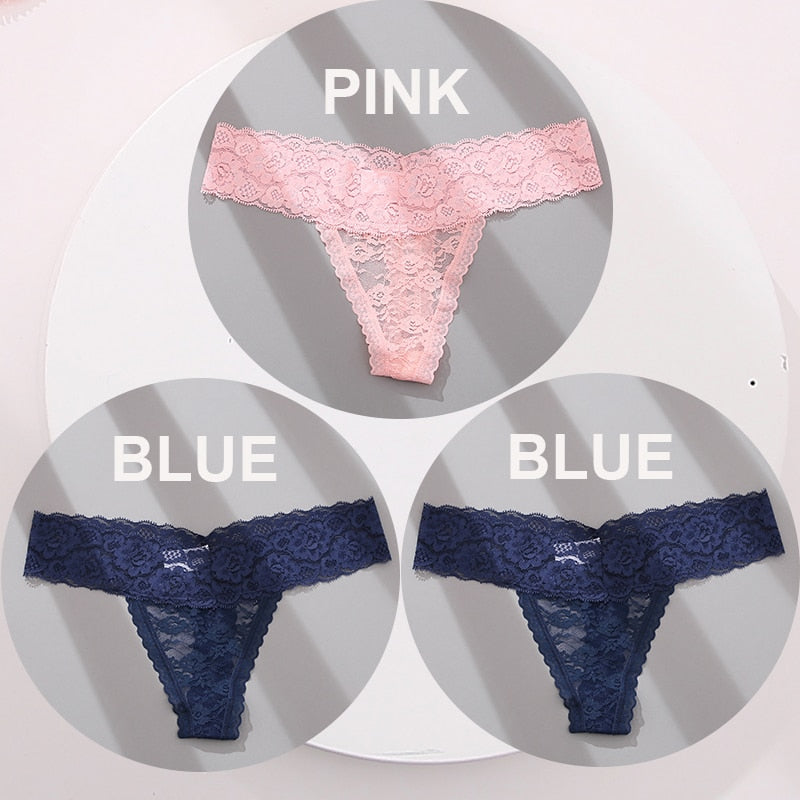 3 pack G-string Thong Panties Lace Floral Underwear Transparent Underpants Lingerie Briefs The Clothing Company Sydney