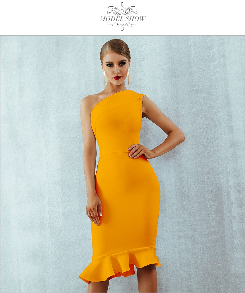 Summer Bandage Dress One Shoulder Sleeveless Ruffles Nightclub Evening Party Mermaid Dresses The Clothing Company Sydney