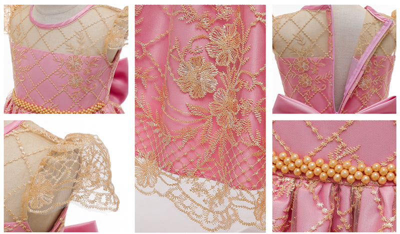 Embroidery Flower Wedding Evening Children Clothing Princess Party Kids Dresses for Girls Birthday Party Lace Flower Ball Gown The Clothing Company Sydney