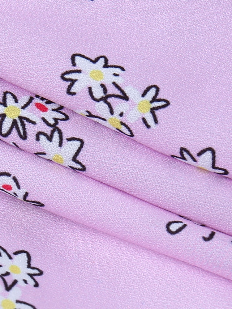 Ruffle Mini Dresses Floral Print Purple Button Sleeveless Y2K Women Casual Fashion Elegant Party Dresses The Clothing Company Sydney