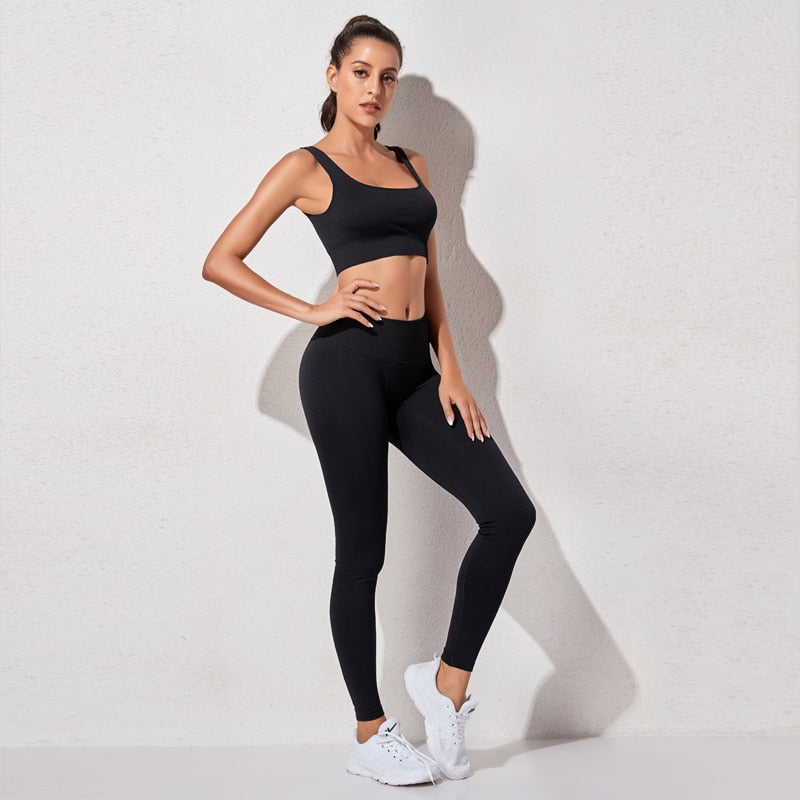 2 Piece High Waist Sports Legging Gym Women's sportswear Seamless Fitness Yoga Suit High Stretchy Workout Padded Sports Bra Leggings Set The Clothing Company Sydney