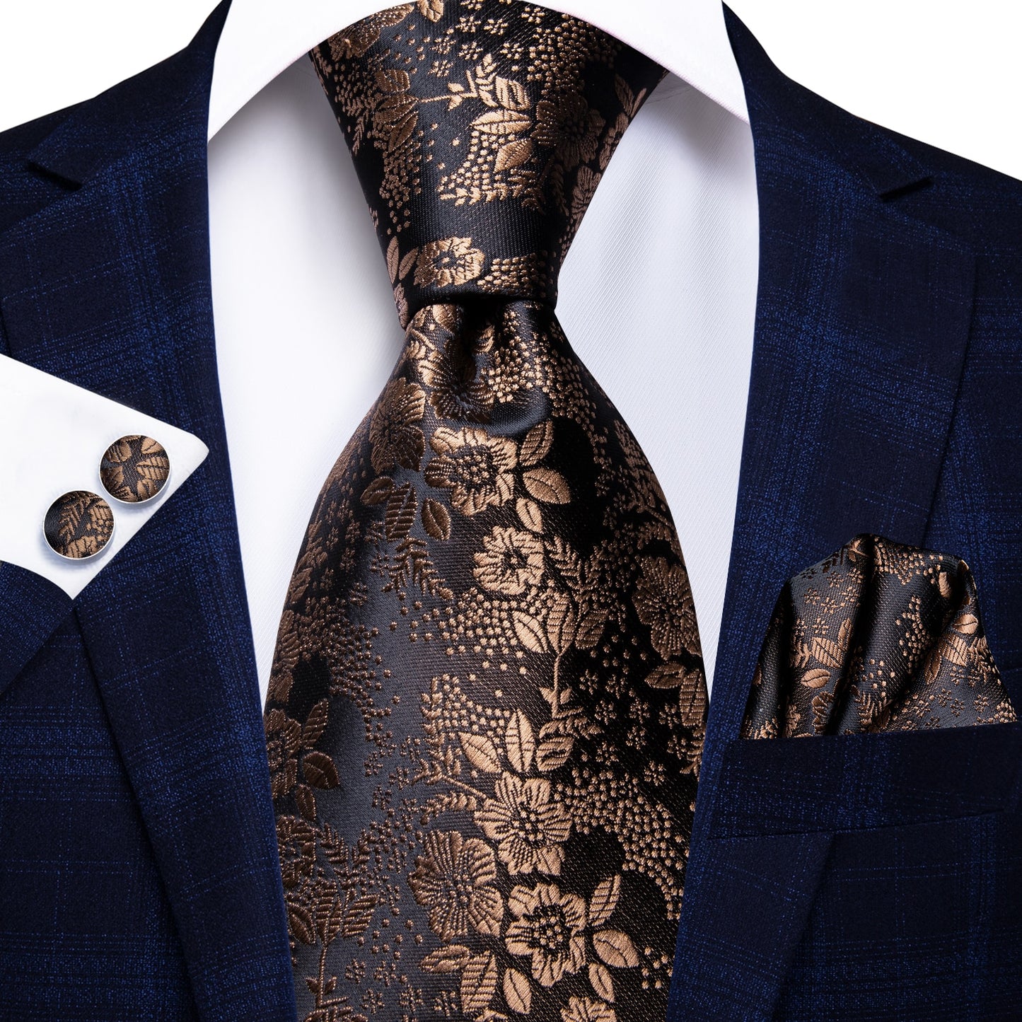 3 Piece 8.5cm Business Solid Paisley 100% Silk Men's Tie Neck Strip Ties for Men Formal Luxury Wedding Neckties Cufflinks Pocket Square The Clothing Company Sydney
