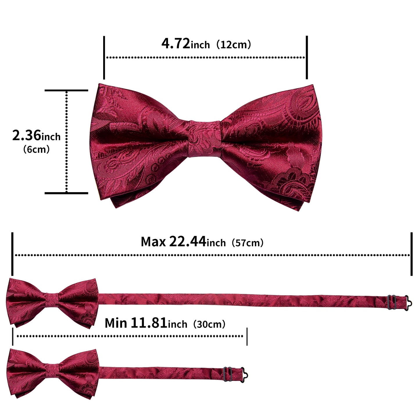 Wedding Bow Tie for Men Classic Red Pre-tied Bowtie Cufflinks Corsage Set for Party Silk Butterfly Knot Gift Set The Clothing Company Sydney