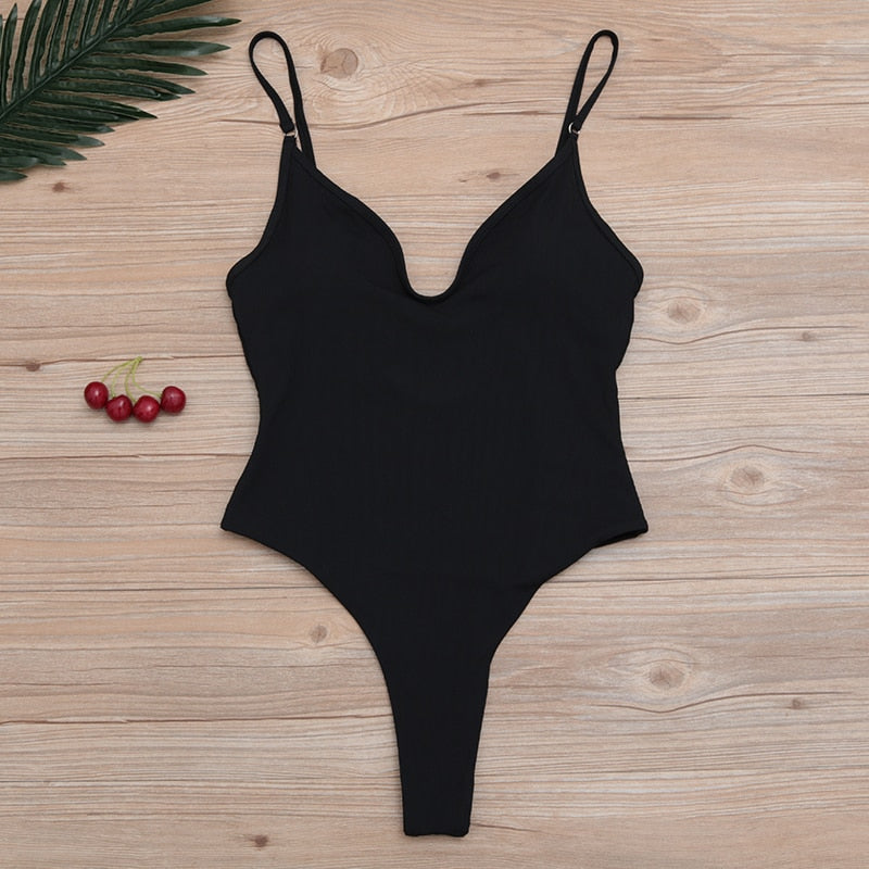 Solid One Piece Swimsuit Swimwear Bodysuit Swimsuit Push Up Monokini High Waist Bathing Suits Beach Wear The Clothing Company Sydney